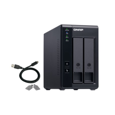 Unidad de almacenamiento NAS QNAP 2-bay 3.5" SATA HDD USB 3.1 Gen2 10Gbps type-C hardware RAID external enclosure. USB-C to USB