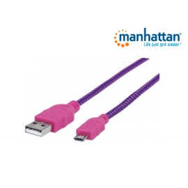 CABLE MANHATTAN USB 2.0 A - MICRO B 1.0M ROSA/MORADO 394048