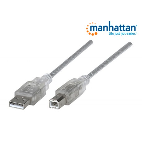 CABLE MANHATTAN USB V2.0 A-B 1.8M PLATA 333405