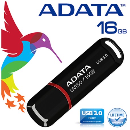 MEMORIA USB ADATA UV150 16GB RETAIL BLACK AUV150-16G-RBK