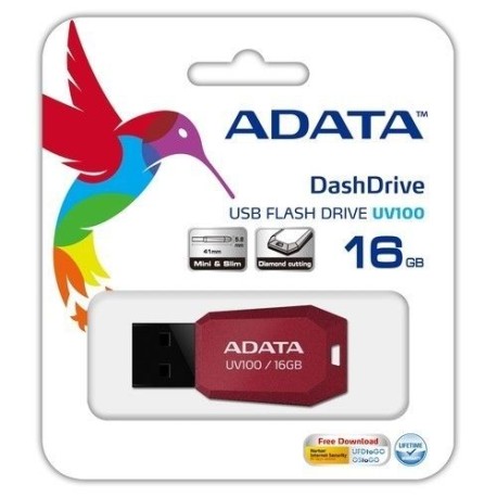 MEMORIA USB ADATA UV100 16GB RETAIL RED AUV100-16G-RRD