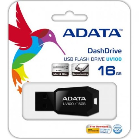 MEMORIA USB ADATA UV100 16GB RETAIL BLACK AUV100-16G-RBK
