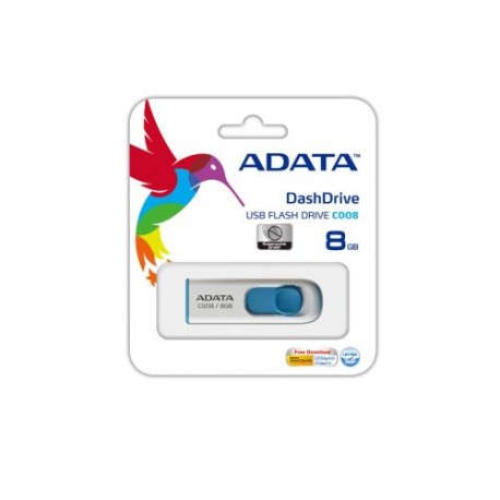 MEMORIA USB ADATA C008 8GB RETAILWHITE+BLUE AC008-8G-RWE