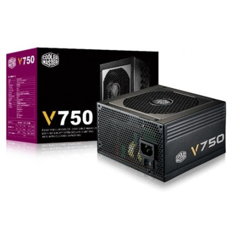FUENTE DE PODER COOLER MASTER RS750-AFBAG1-US V750 Fully Modular ATX 12V v2.31 750W MB 20+4 Pin x1 SATA x8 4 Pin Peripheral x6 